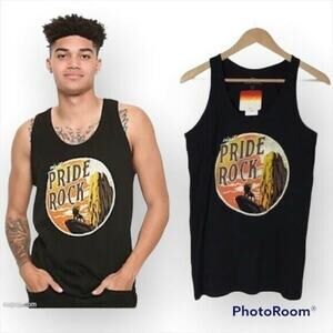 Disney The Lion King "Visit Pride Rock" Men's XS 100% Cotton Black Tank Top